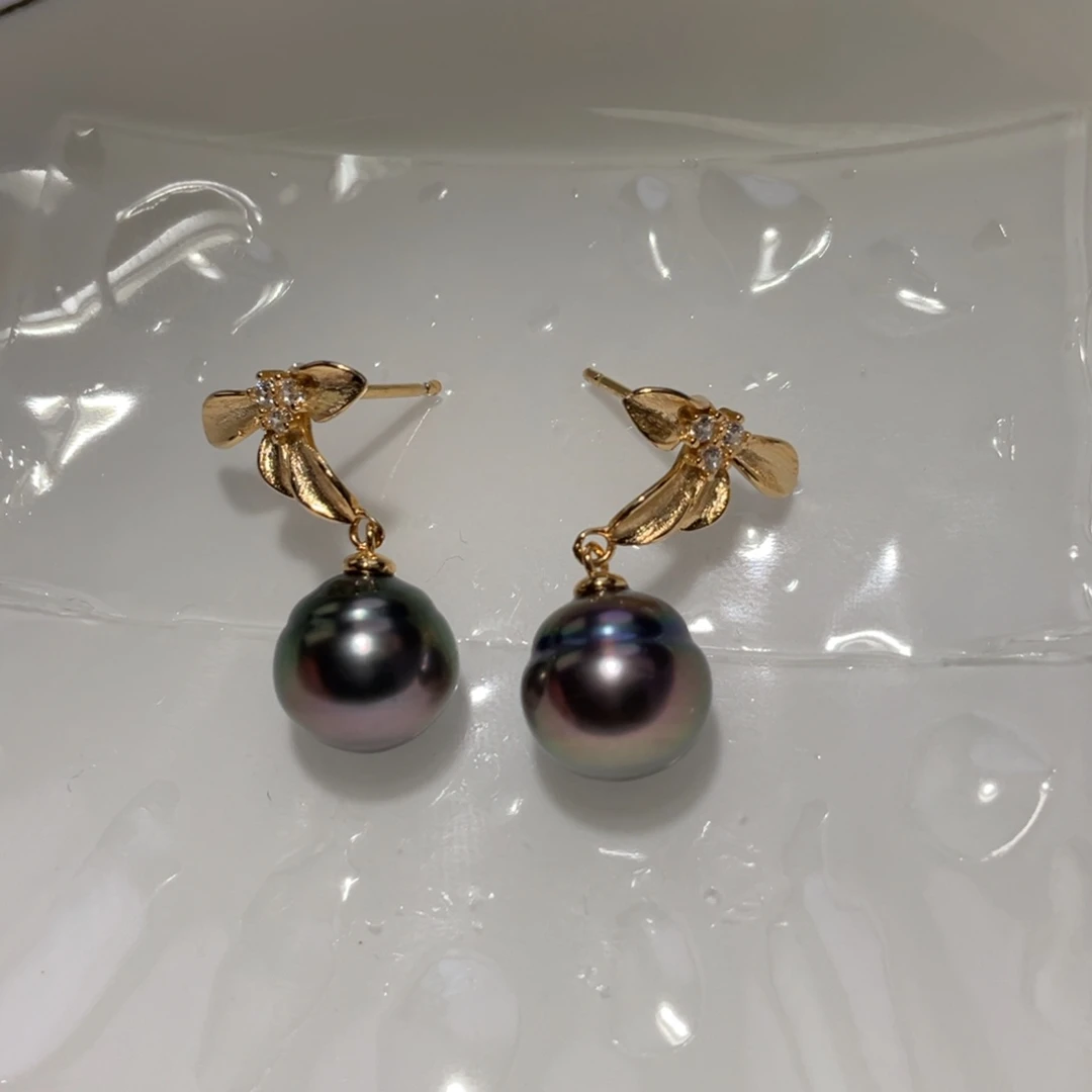 海水珍珠耳饰银S925镶嵌