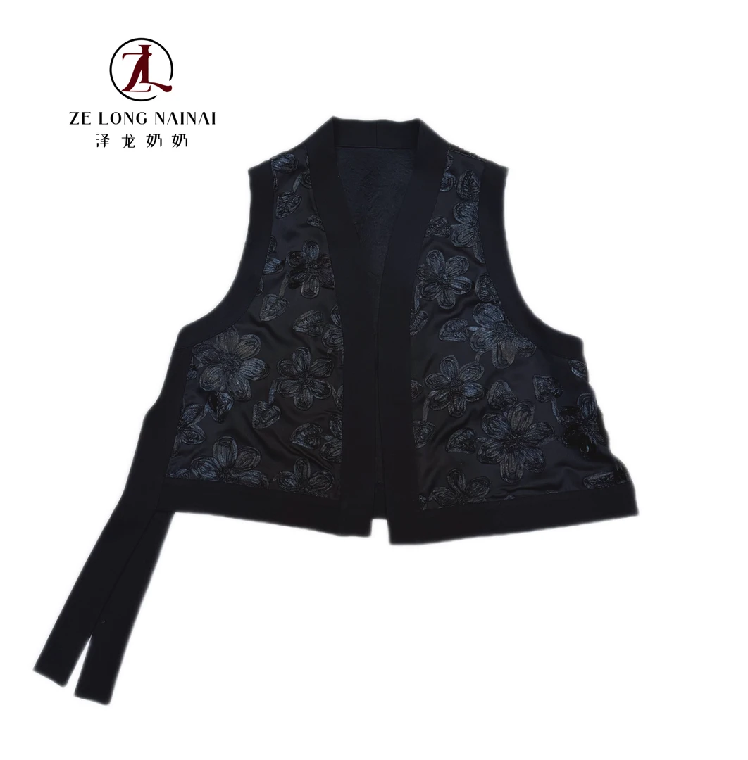 629缎带刺绣马甲百搭中式时尚提花无袖