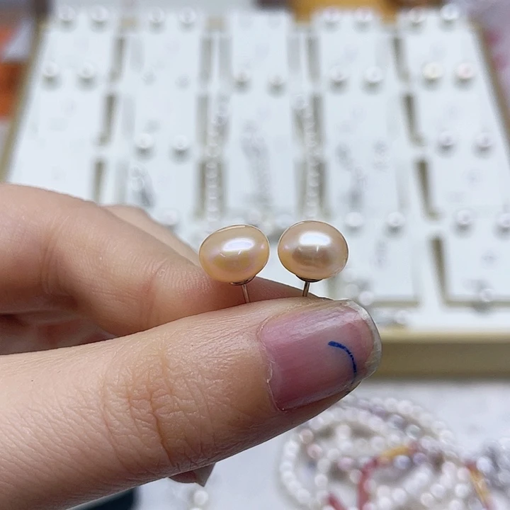 淡水珍珠耳饰银S925镶嵌很****人