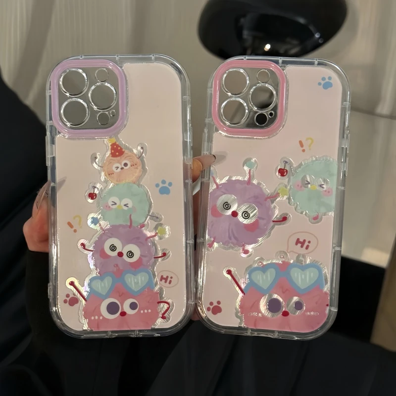 四只毛球适用苹果16promax泡芙手机壳iPhone15羽纱华为oppo小米15