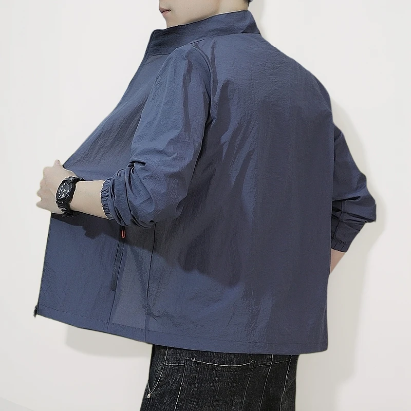 夏季男士专用轻薄透气立领夹克式户外防晒衣超薄款运动休闲防紫外