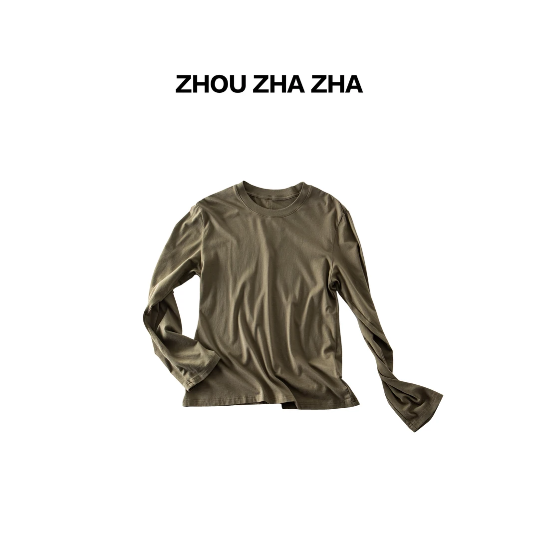 【周炸炸】基础款纯色圆领内搭外穿软糯简约长袖打底衫上衣#535126