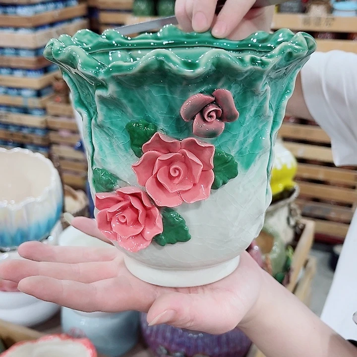 有孔，凑10元包邮陶瓷花盆发货！