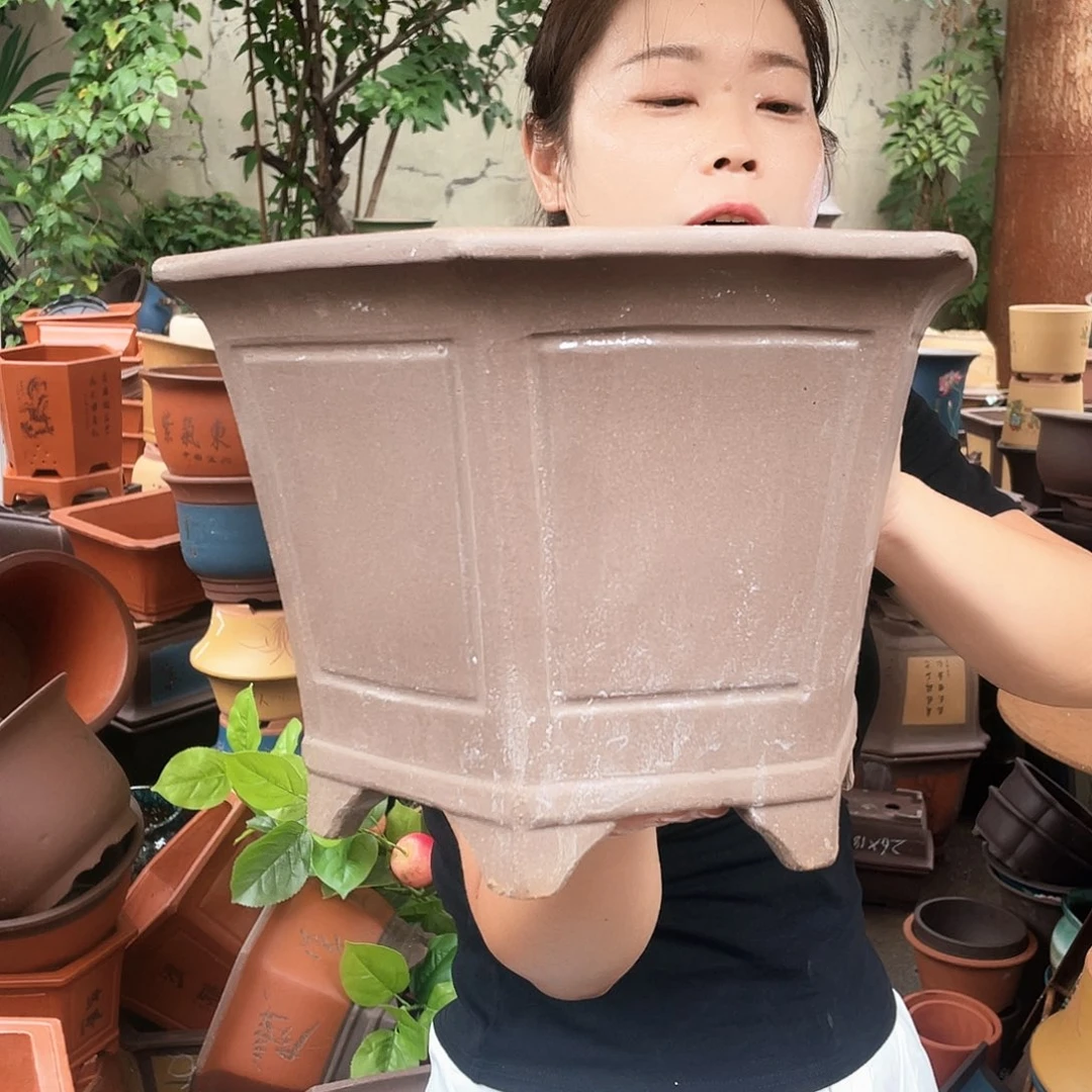 25素面六方花盆紫砂花盆紫砂