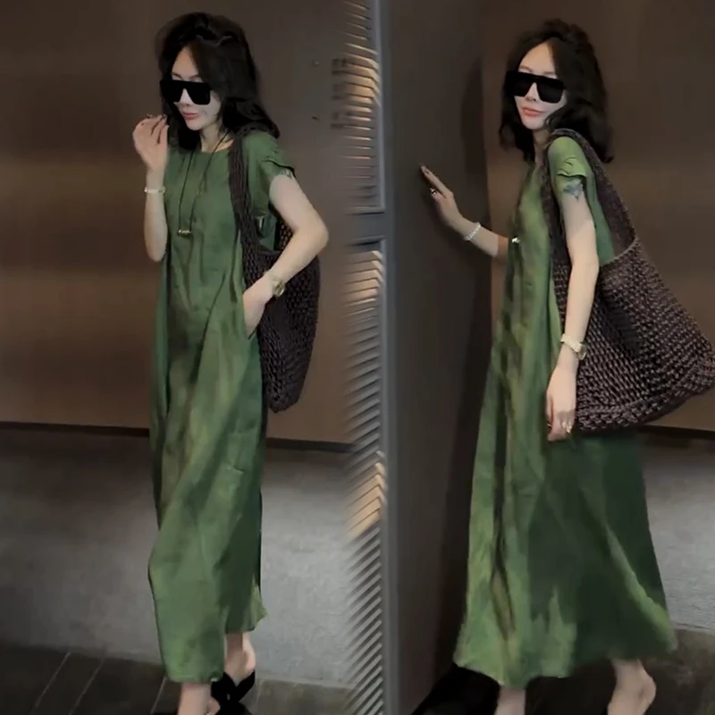 2025夏季新款时尚显瘦气质网红高档洋气女高级百搭宽松大码连衣裙