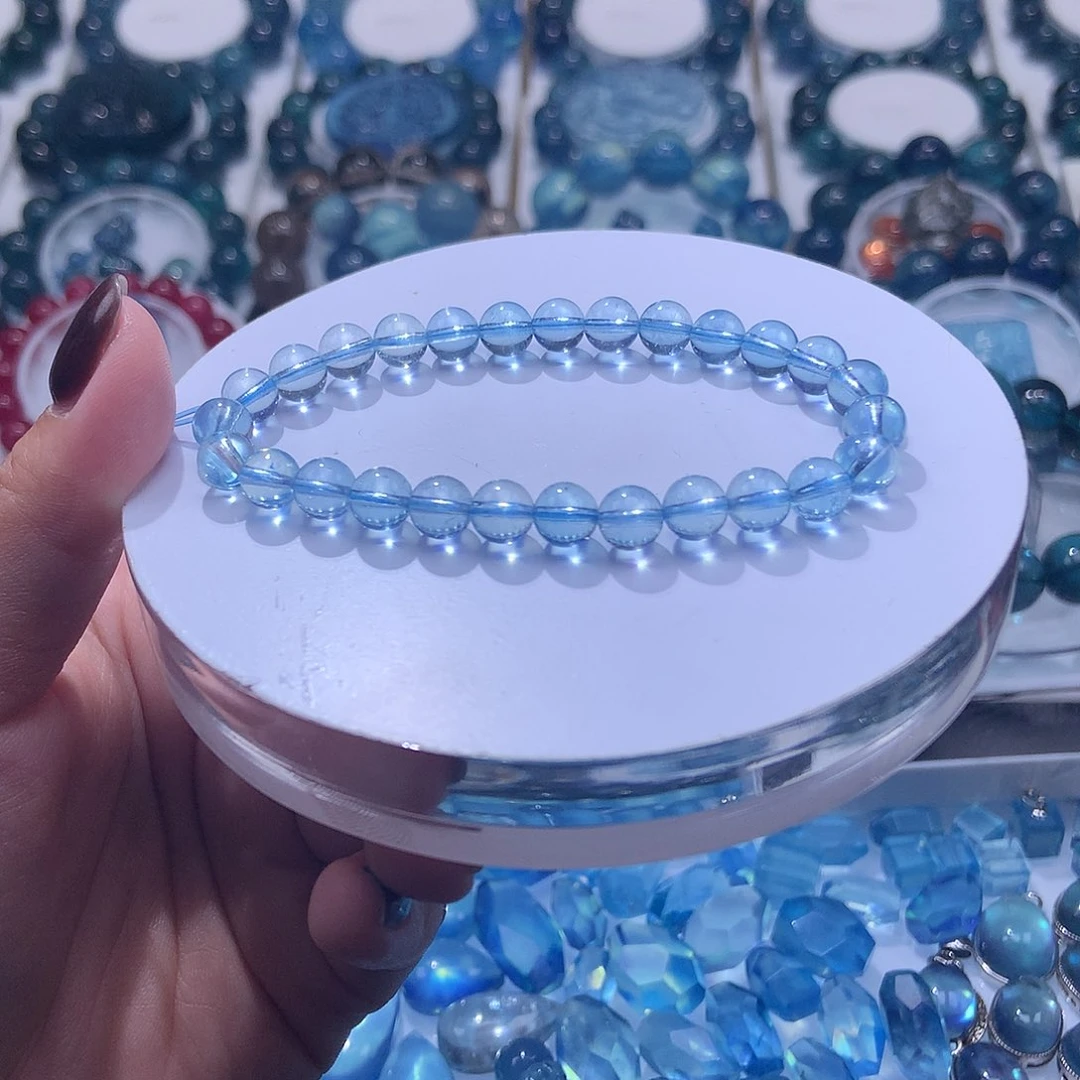 未镶嵌手串海蓝宝石玻璃体圣蓝6m+【330元】要拍5件