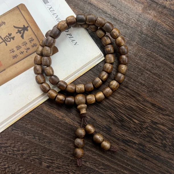 沉香【电白沉香】奇楠鼓珠双圈8mm多样性发货一条B024