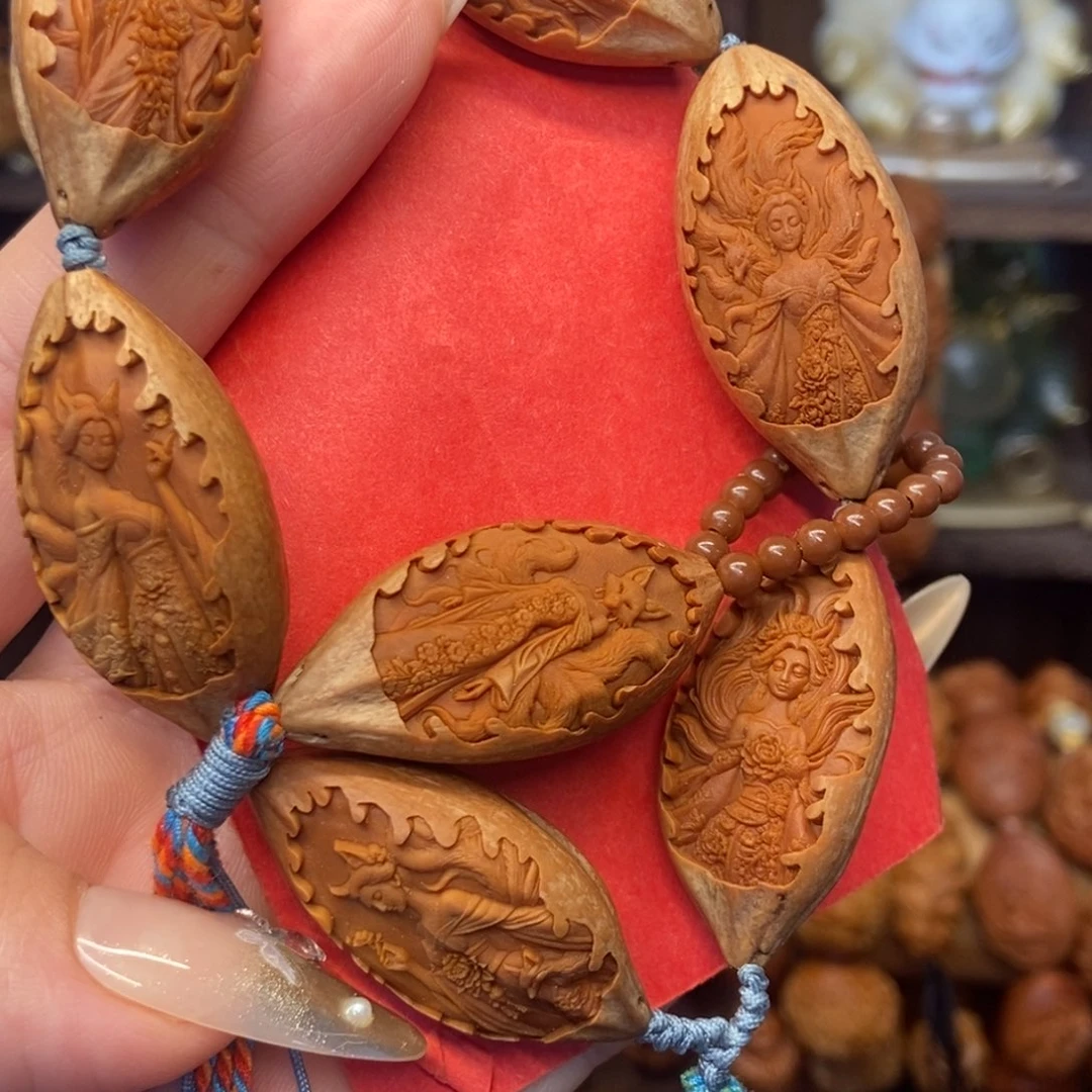 橄榄核手串/手链九尾浮雕美女