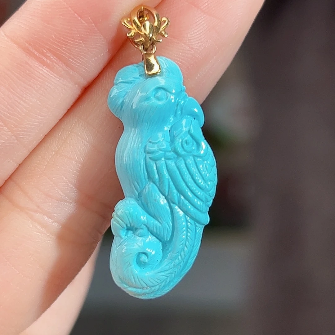 绿松石18K金镶嵌珠宝奇石