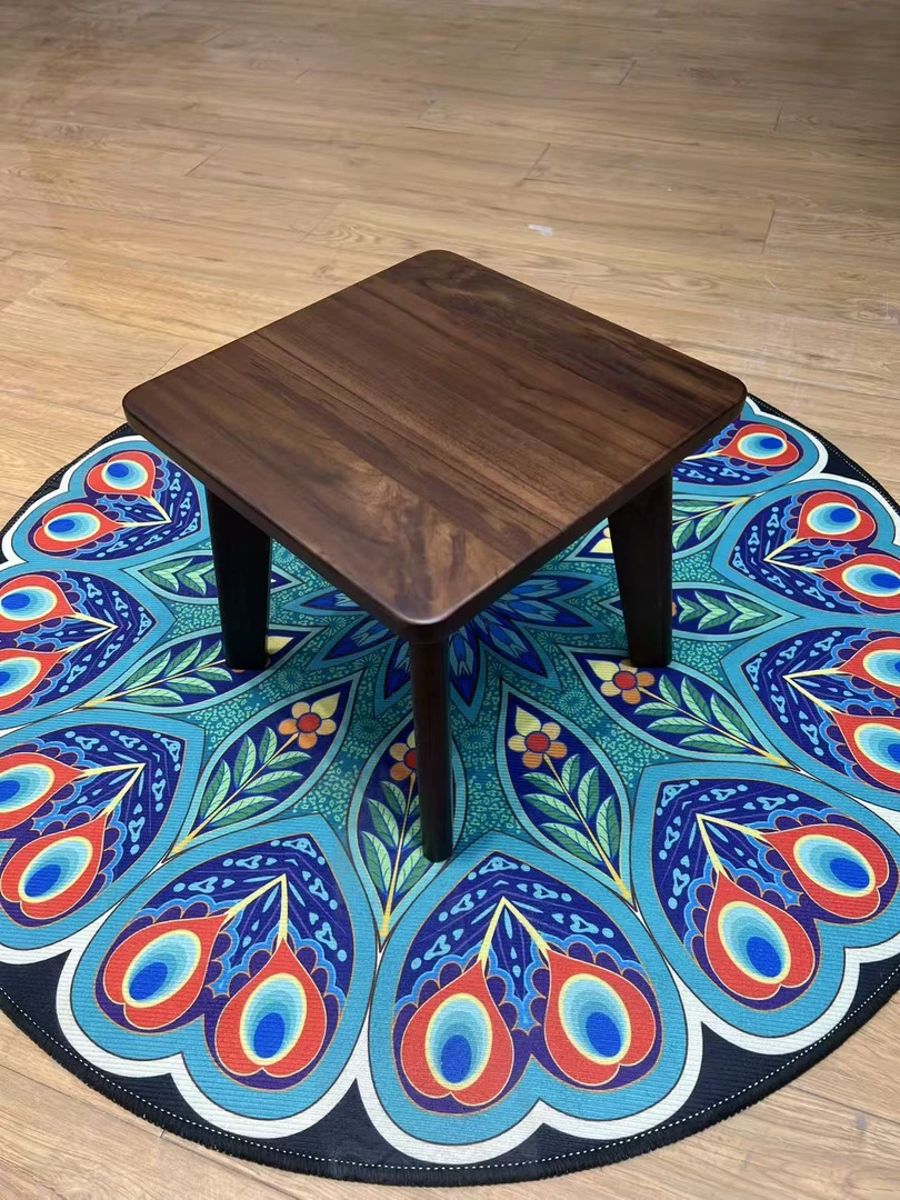 苏作承进口缅甸柚木现代简约家用钻石小方凳矮凳换鞋凳卧室化妆凳