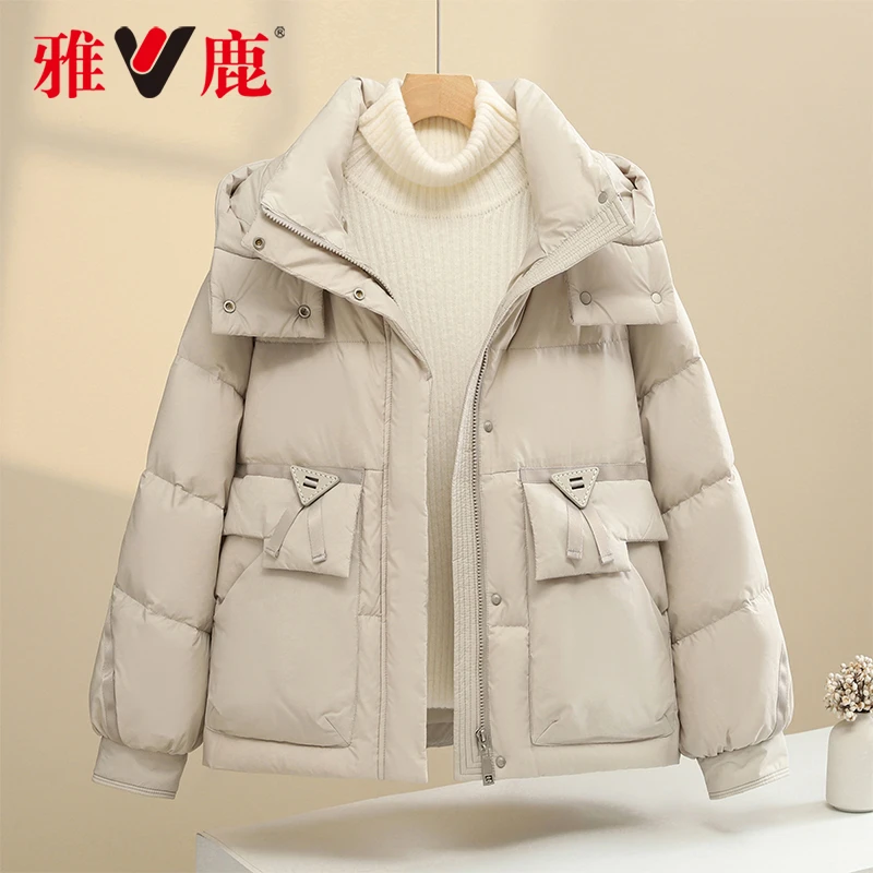 2024新款秋冬季加厚时尚女款显瘦保暖羽绒服连帽百搭YSX01Z05180