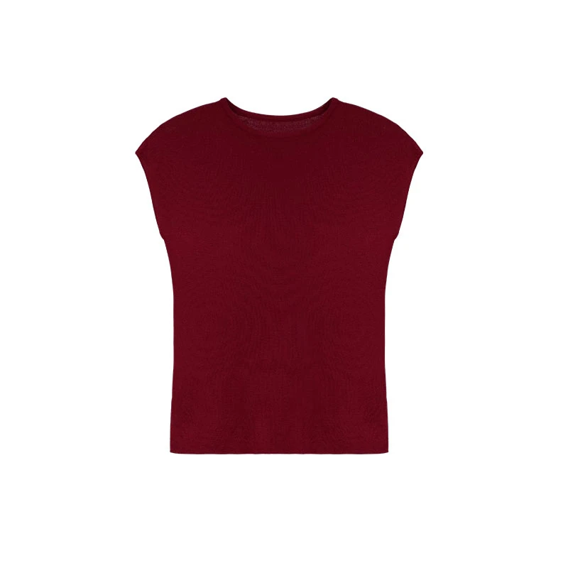 时尚高级简约短袖天丝羊毛针织衫103522