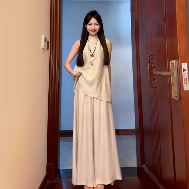 新中式国风无袖连衣裙子女夏季2025新款小个子清冷感禅意套装裙裤