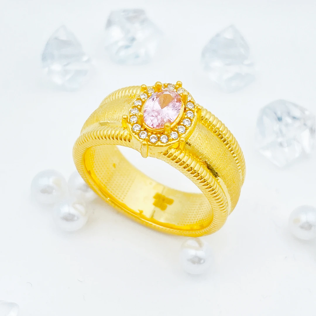 足金999 中古粉色鸽子蛋戒指2.56 18圈口