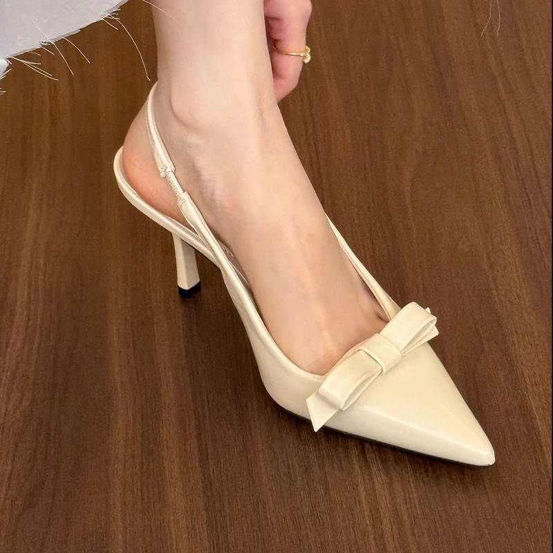 高跟鞋女夏细跟新款法式气质设计轻奢感小众后空单鞋尖头包头凉鞋