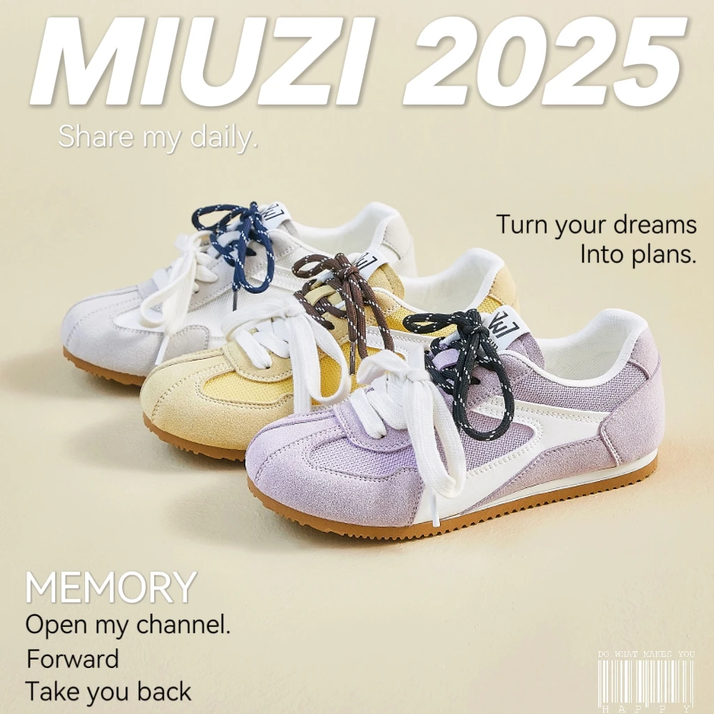 MIUZI/谬姿 日系春季新款阿甘鞋女潮跑步运动休闲百搭平底德训鞋