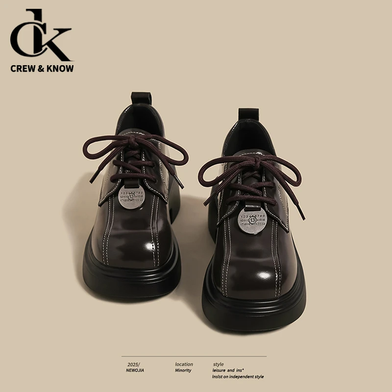 【C&K专柜正品】韩系仙女通勤chic风德比乐福鞋女2025秋冬黑色厚底