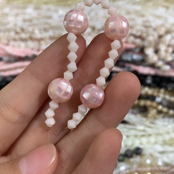 4颗10mm粉色华珍珠