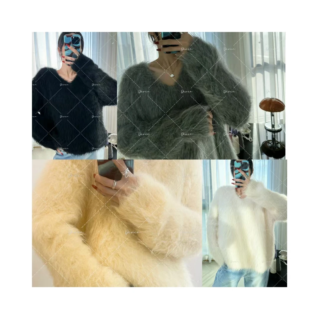 Divin 【臻宝鎏光-V领】嵿级苏利羊驼毛宽松套头衫阿尔巴卡贝贝羊驼