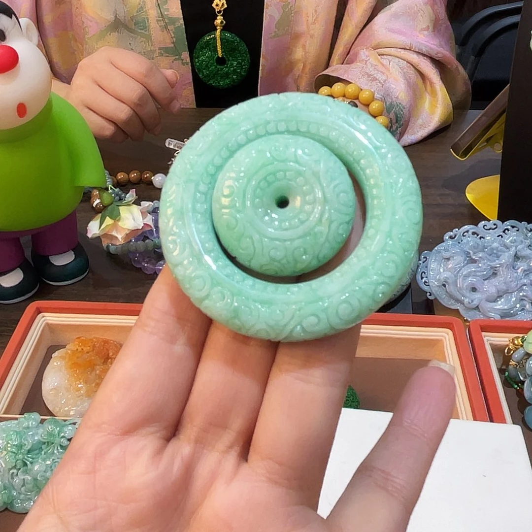 裸石翡翠子母扣平平安安