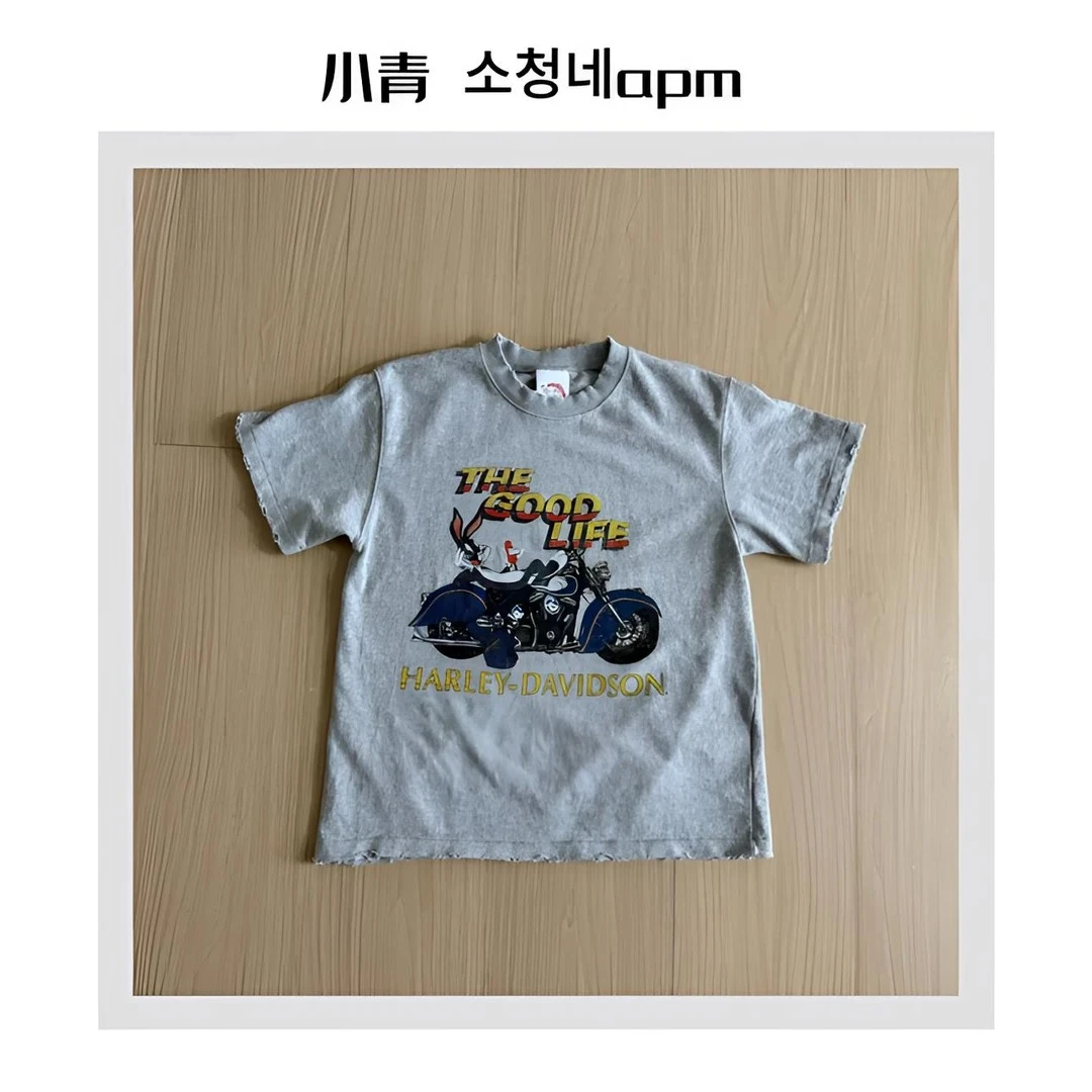 韩国东大门 公鸡/躺平摩托兔子字母T恤