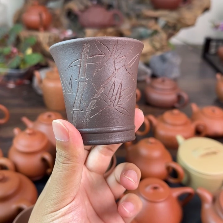 紫砂茶壶金*杯子竹子天青泥