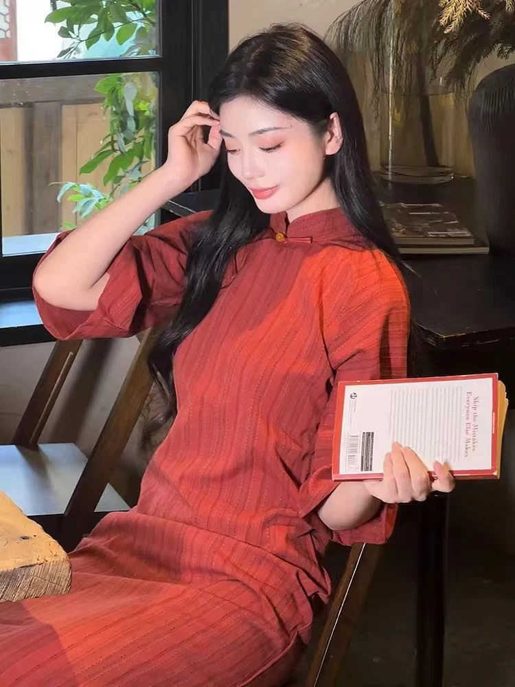 2-23重新购买请从店铺找新链接（找不到的话联系客服）-全开襟旗袍