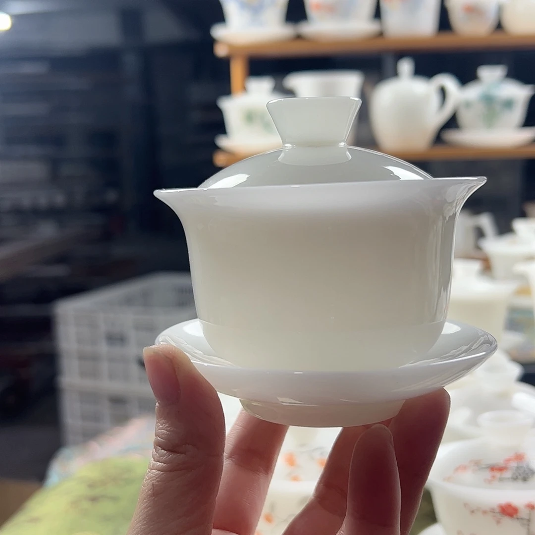 璞玉釉烧元宝盖碗满容180ml