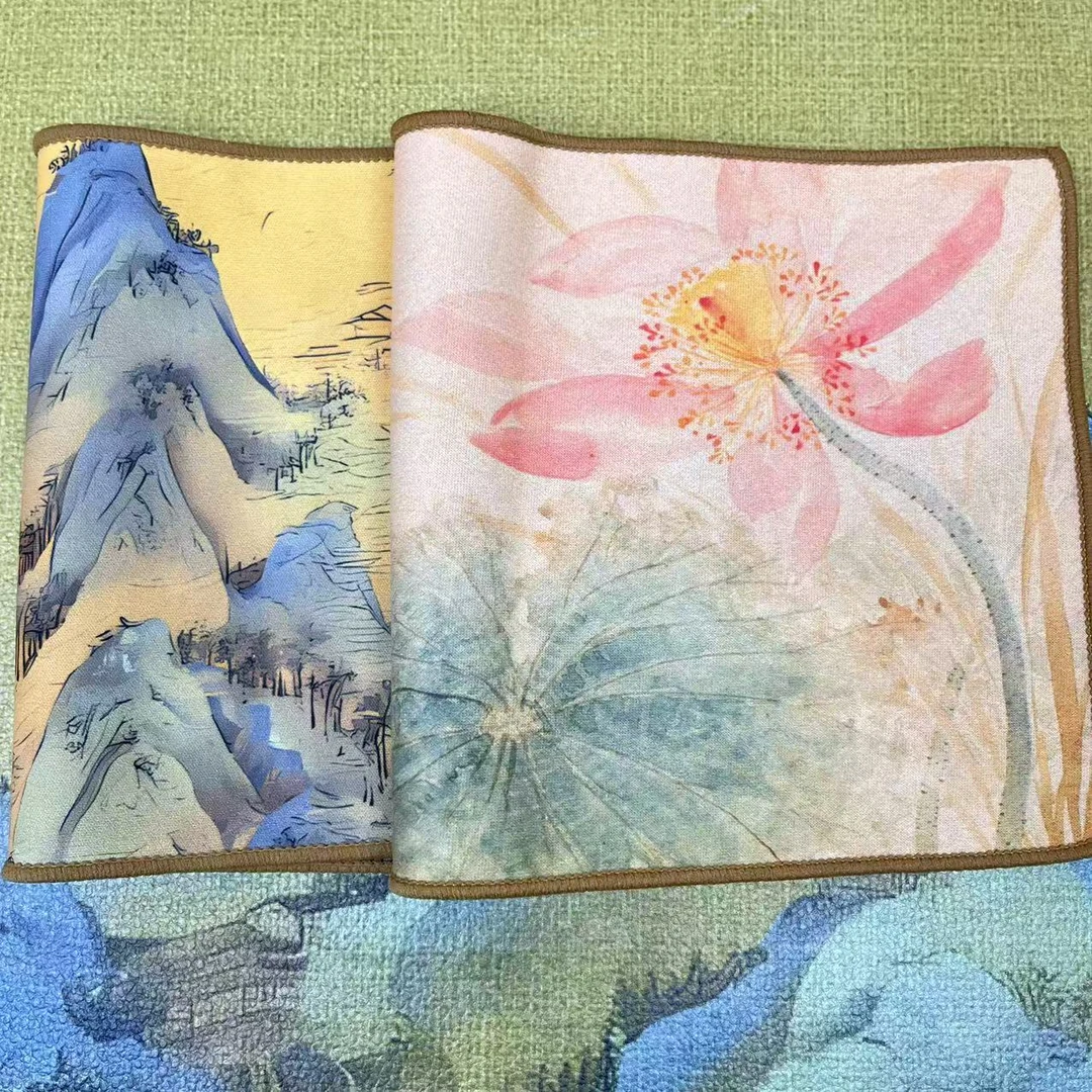 茶巾-千里江山+莲开并蒂@QH0001