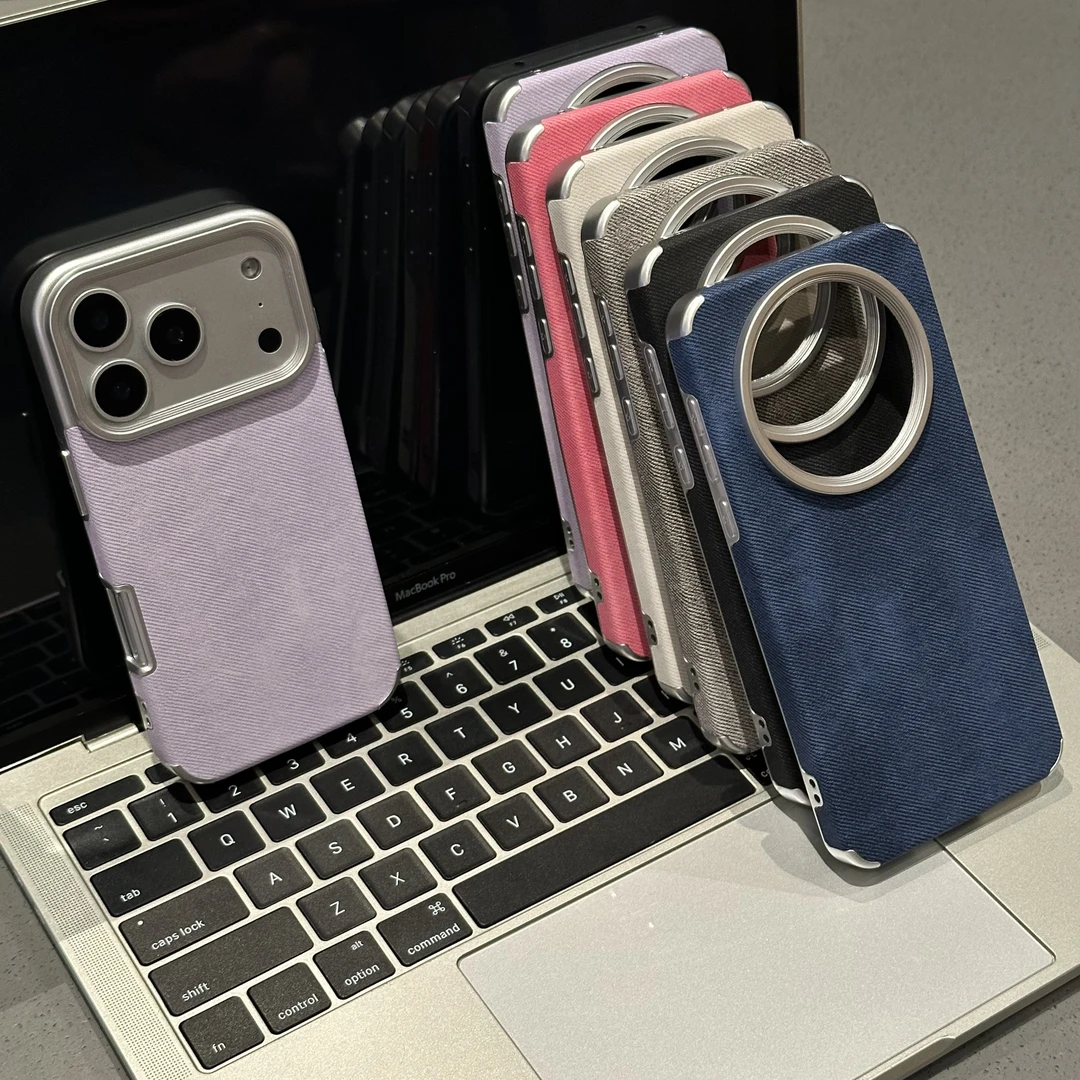 欧克里里复古电镀牛仔纹适用苹果17/16手机壳华为oppo小米15vivo