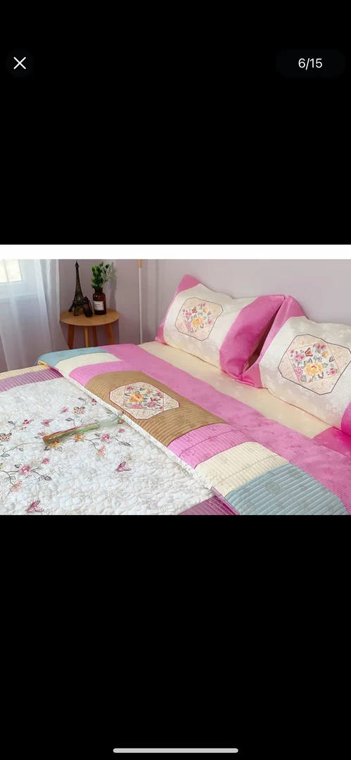 韩式贡缎1.8米床品套件亲肤加厚四件套被套绗缝四件套（清秀大套）