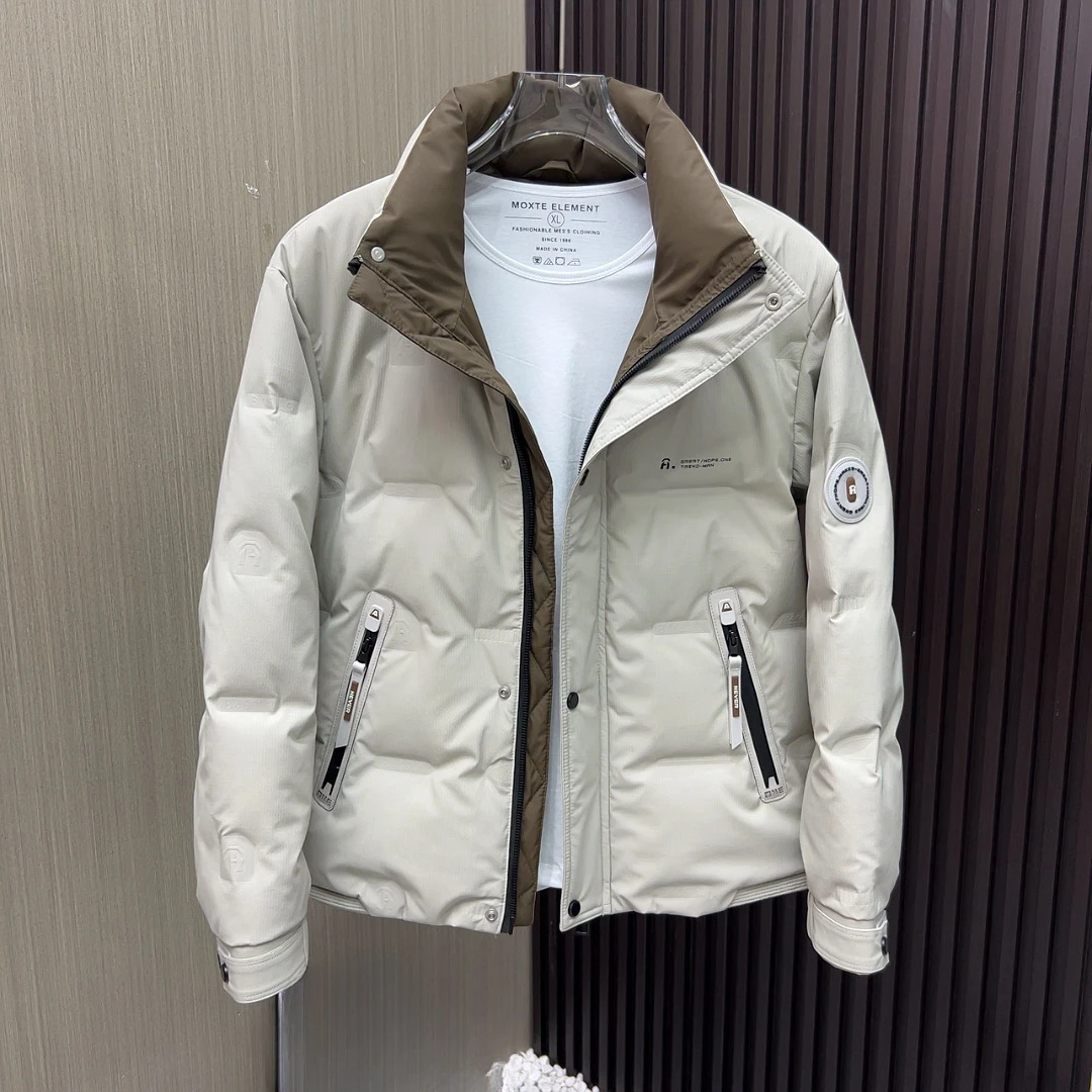 冬季男士羽绒服新款时尚气质立领白鸭绒保暖外套情侣黑色百搭潮流