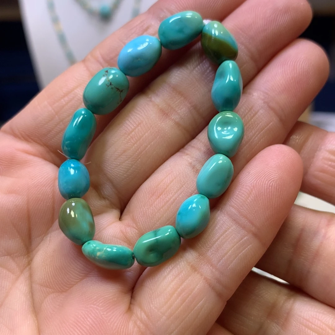 绿松石未镶嵌糖豆半成品