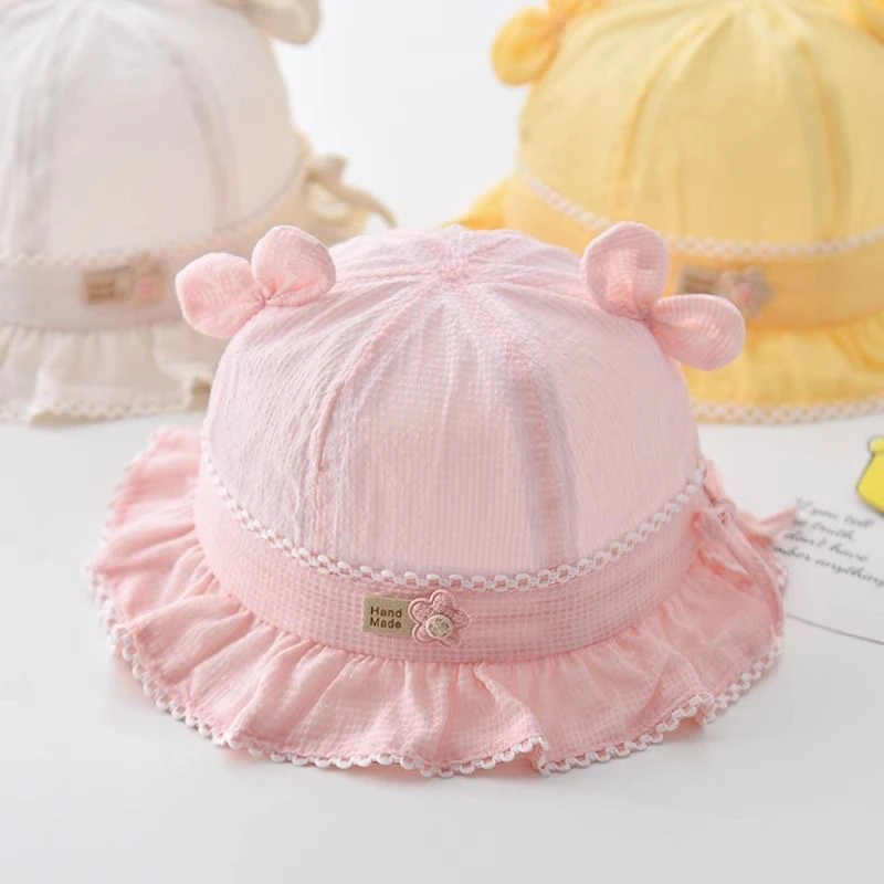 春夏季婴幼儿甜美可爱薄款遮阳防晒渔夫帽女童百搭公主帽
