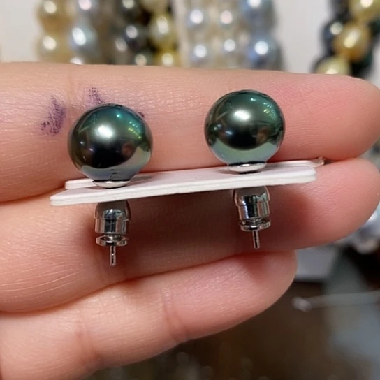 海水珍珠耳饰银S925镶嵌10.8