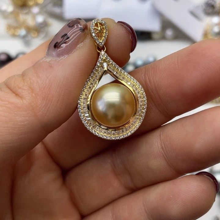 海水珍珠吊坠(不含链)银S925镶嵌