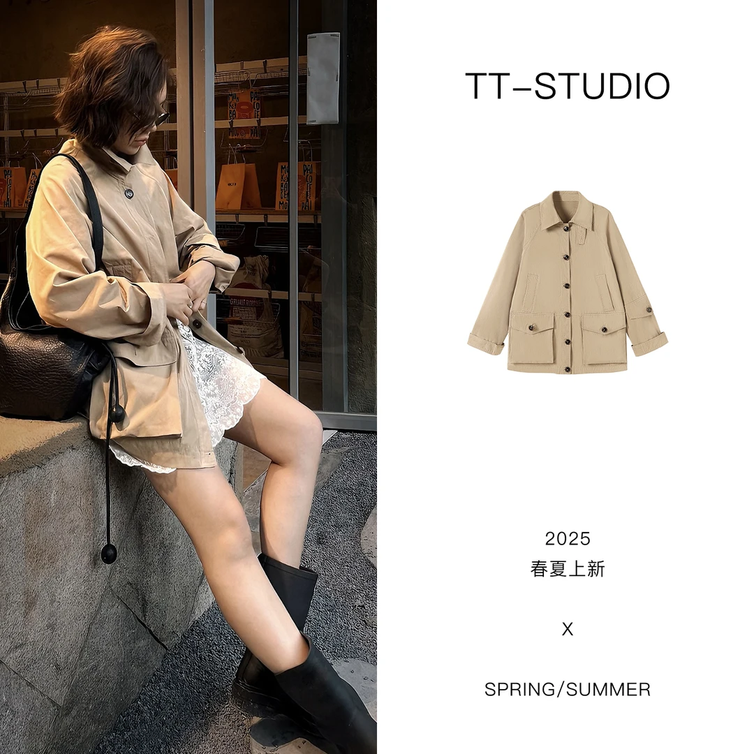 TT【港韵】春夏棉质休闲复古宽松软外套女TT-11W6659