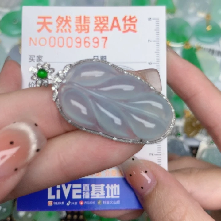 *****翡翠18K金镶嵌颈饰叶子