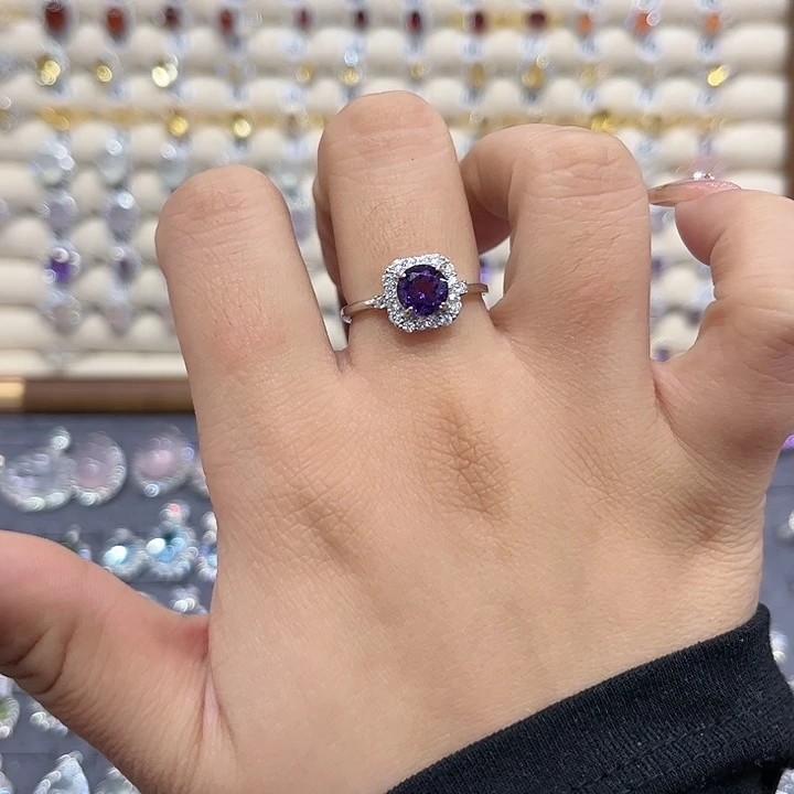 紫晶银S925镶嵌戒指