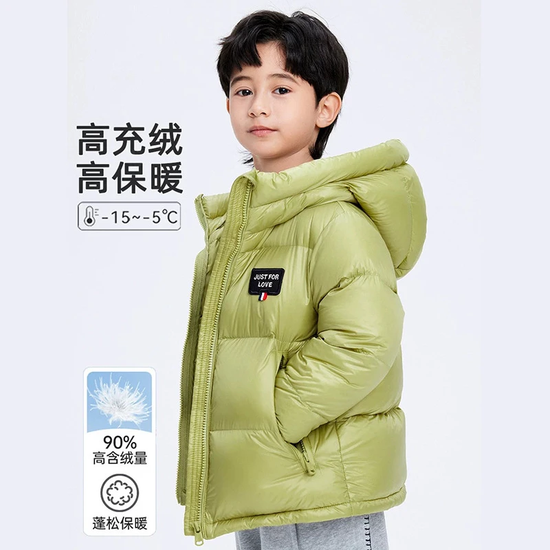 新款朵美巴拉巴拉宝宝儿童90白鸭绒羽绒服短款加厚宽松面包服保暖