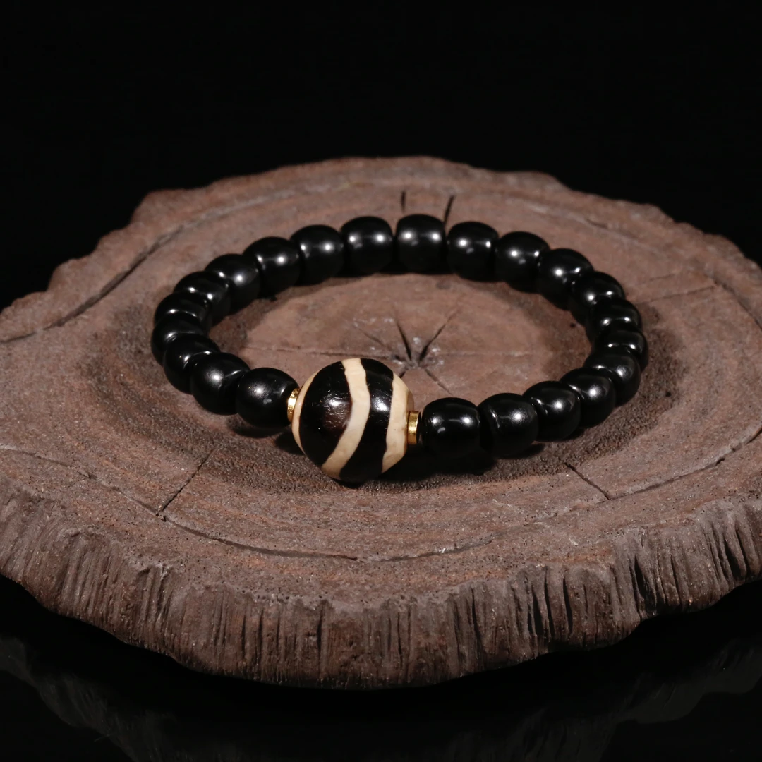 爆红砂任晓攀老超顶料虎芽达洛天珠玛瑙搭配黑玛瑙药师手串单圈