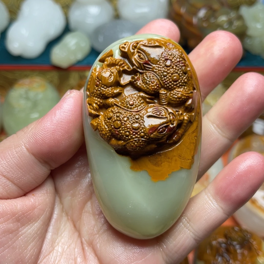 石材天然方解石手把件不退换