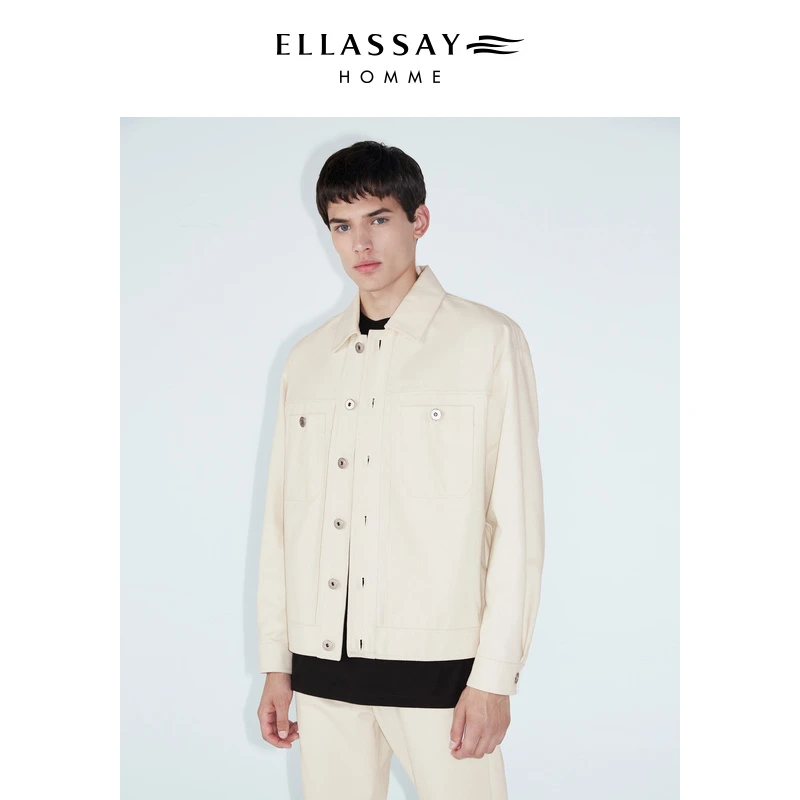 【陈晓朱劲草同款】ELLASSAY歌力思无色染牛仔夹克外套EME333T00300