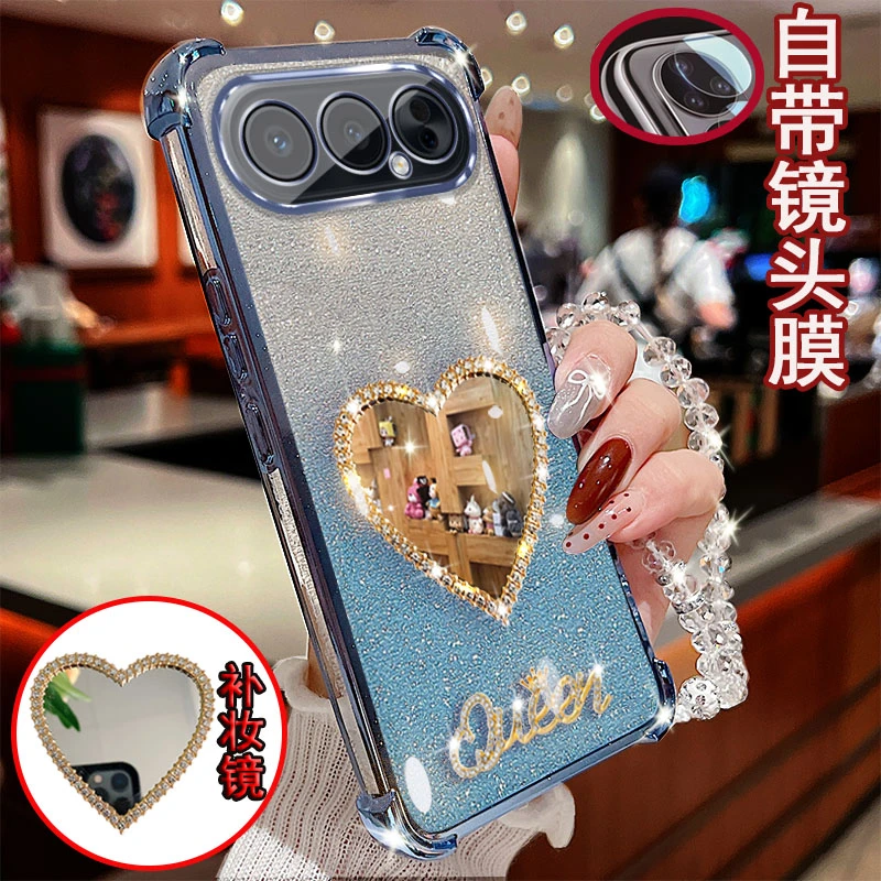 适用荣耀500pro手机壳MEY-AN00爱心镜四角气囊防摔套网红镜头全包