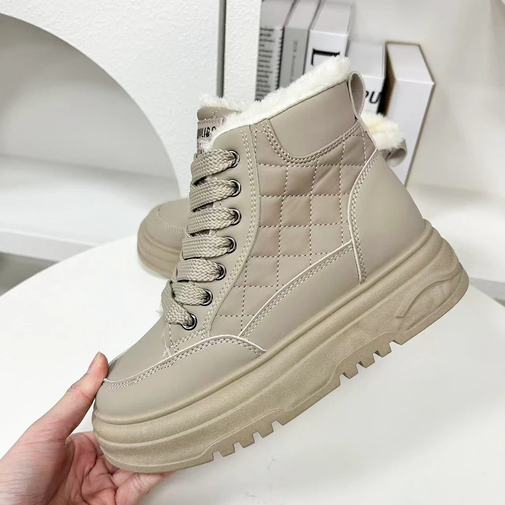7345-1 高帮棉鞋女冬季加绒保暖雪地靴2025新款短靴爆款女孩鞋子