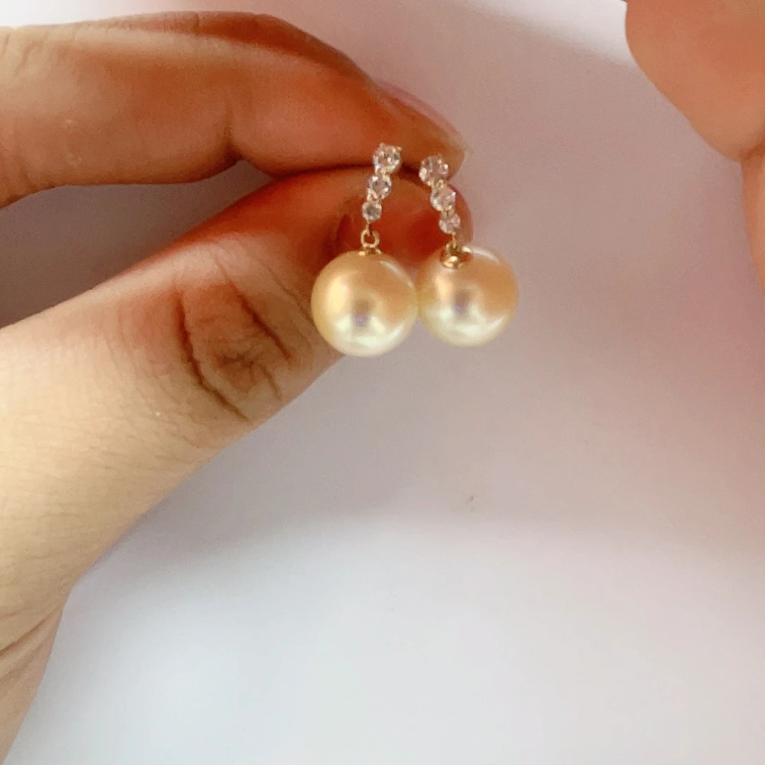 海水珍珠耳饰18K金镶嵌
