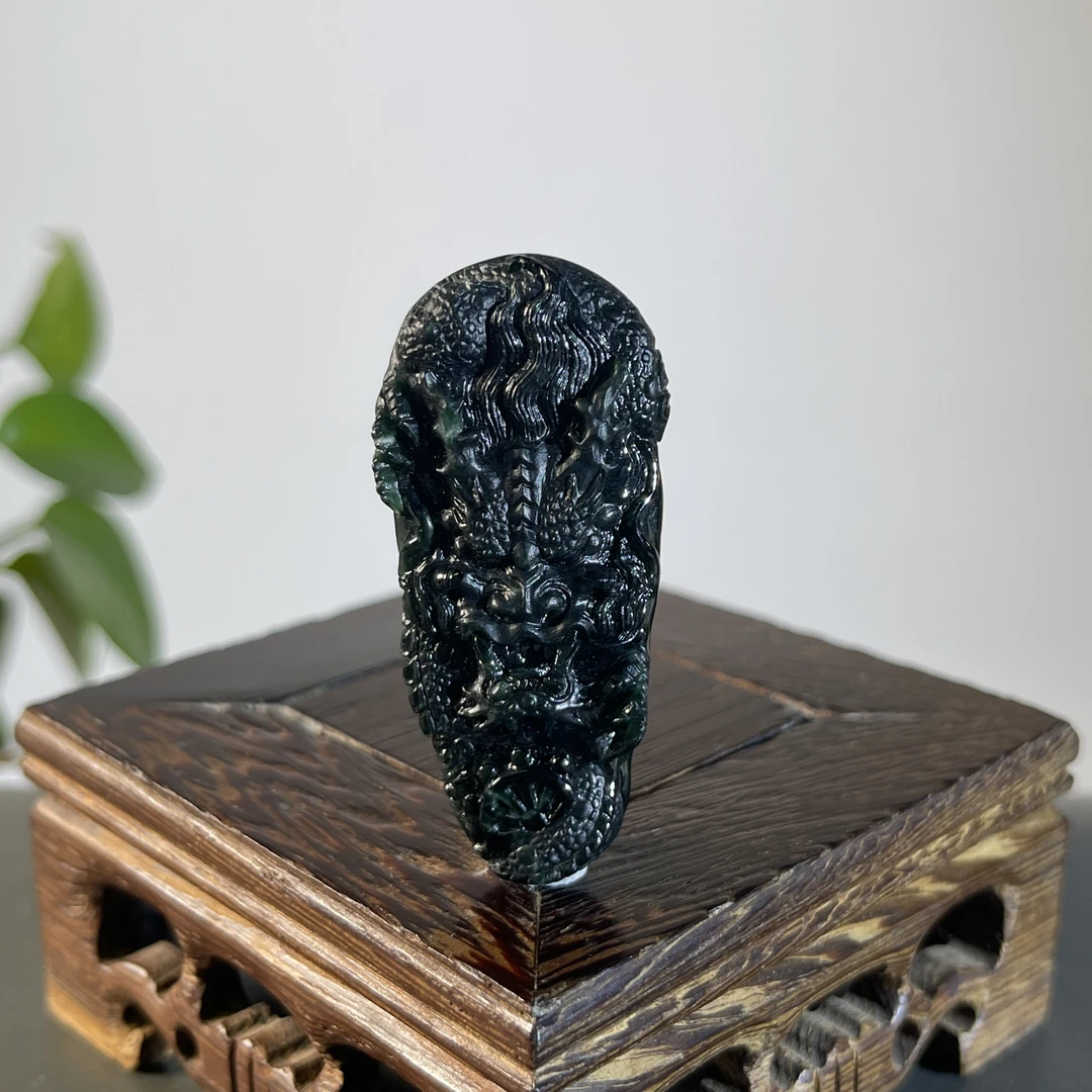 JCB14-200  黑色天然翡翠A货  黑-龙牌