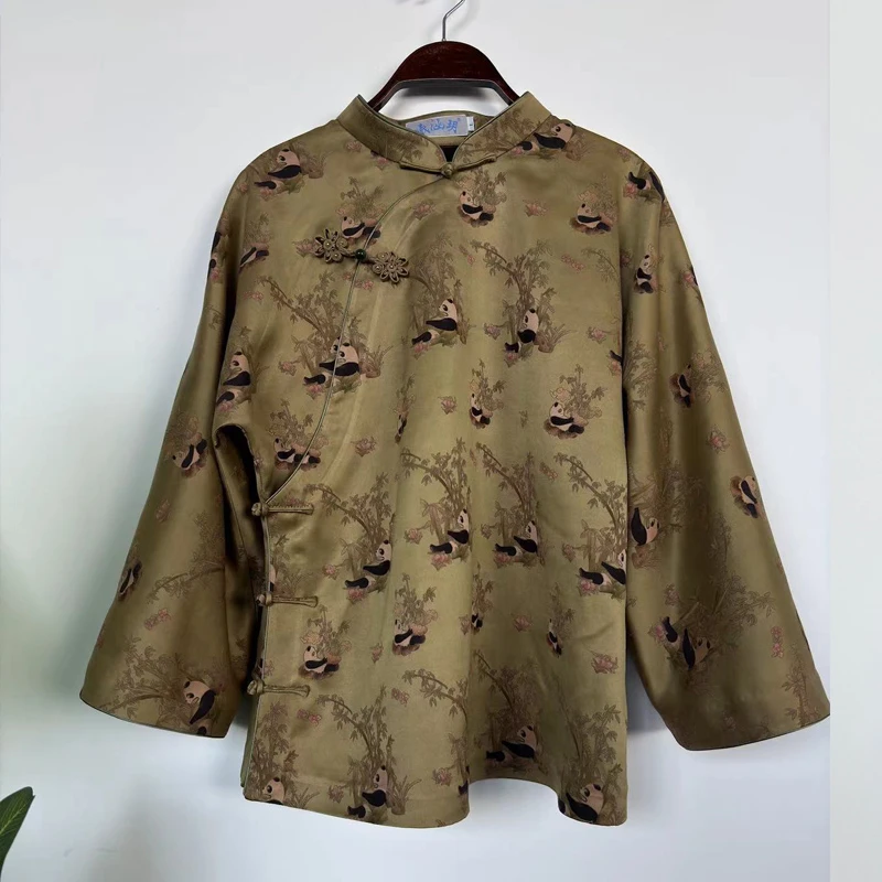 豆豆定制*醉竹记*提花缎真丝香云纱复古小上衣气质长袖高端2025