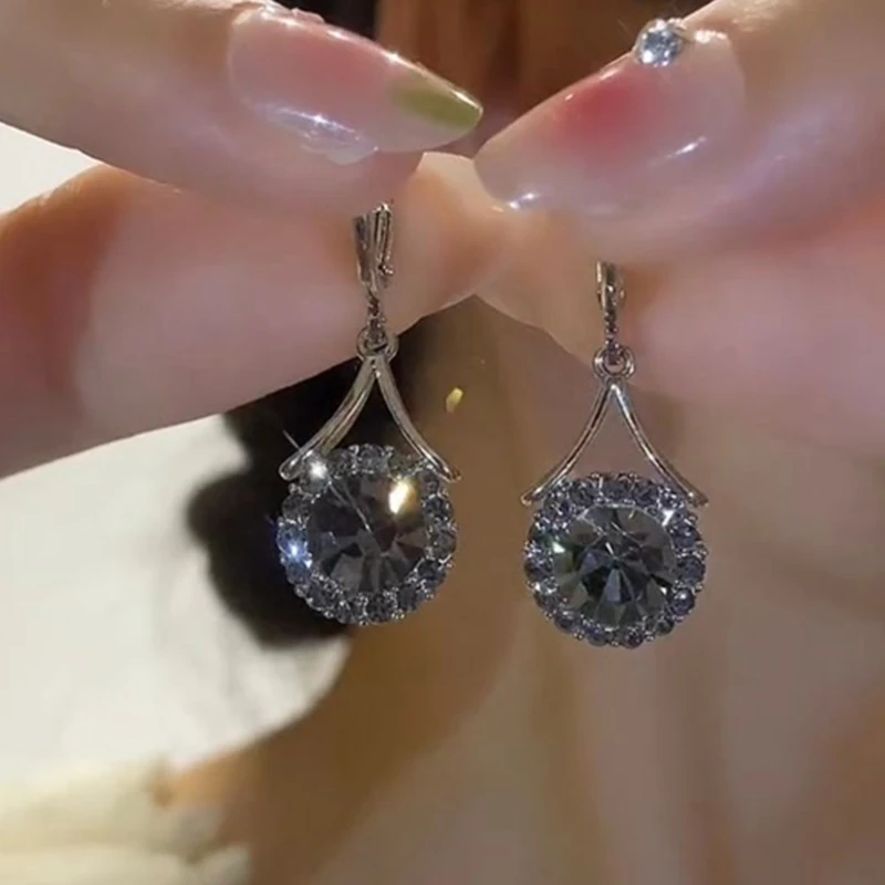 合金锆石耳饰 早秋轻奢精致高级感锆石耳环简约气质节日礼品