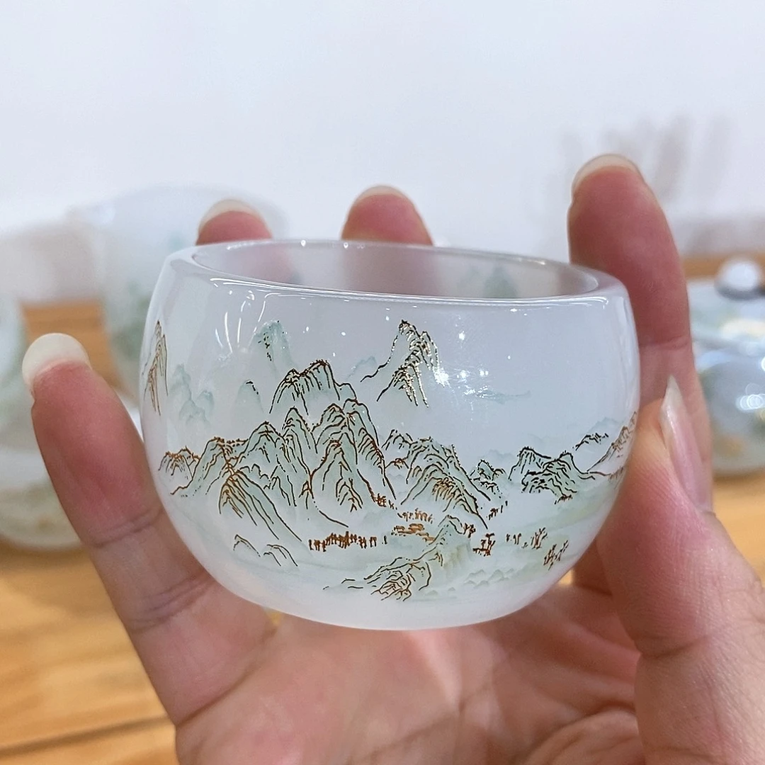 手工艺品琉璃千里江山客杯